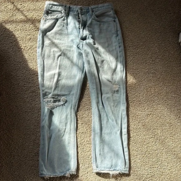 AGOLDE WOMENS HIGH RISE CROPPED ANKLE LENGTH LIGHT WASH DENIM 29 RILEY SHATTER - Picture 5 of 5